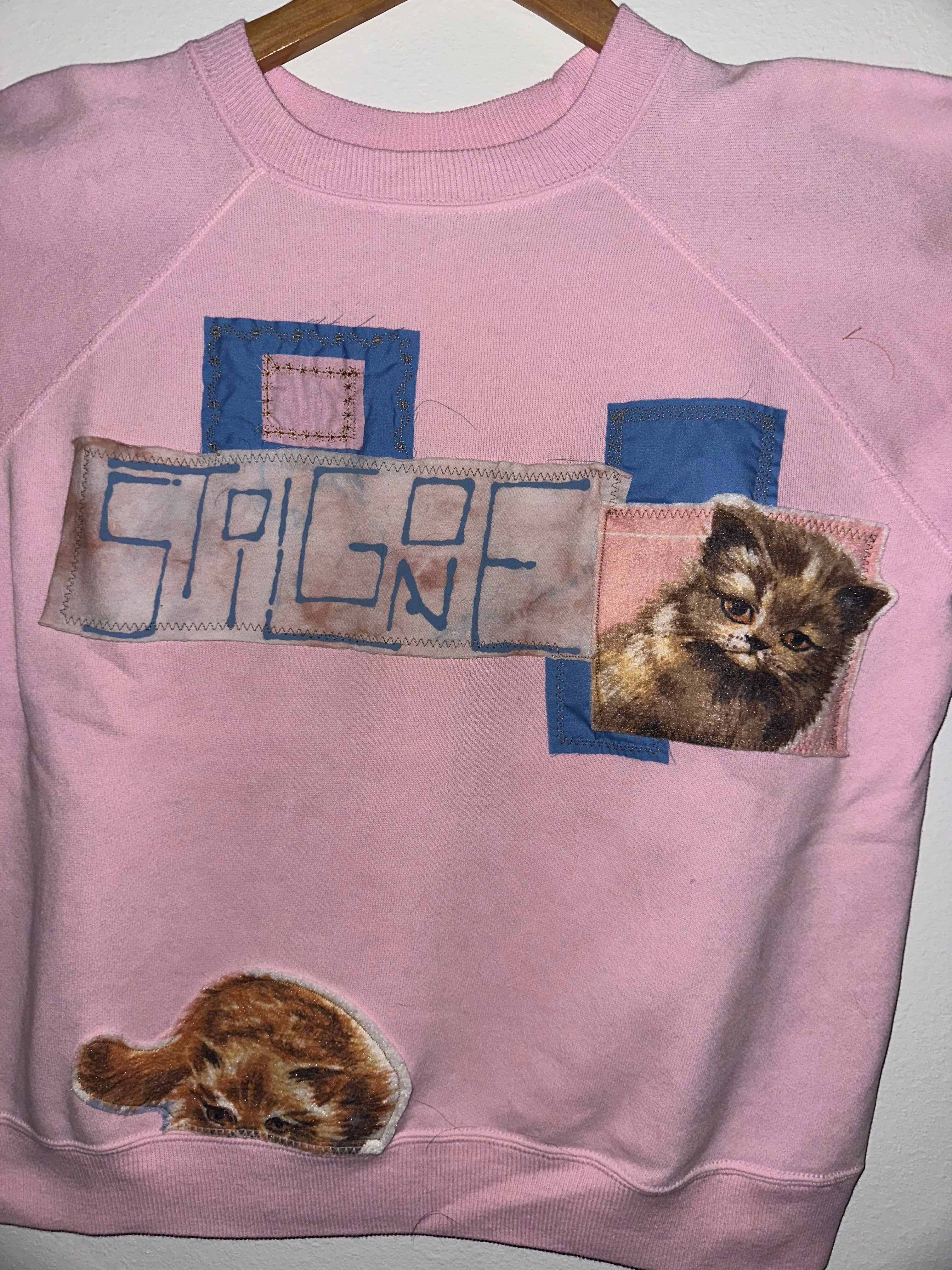 light pink kitty cutoff crew