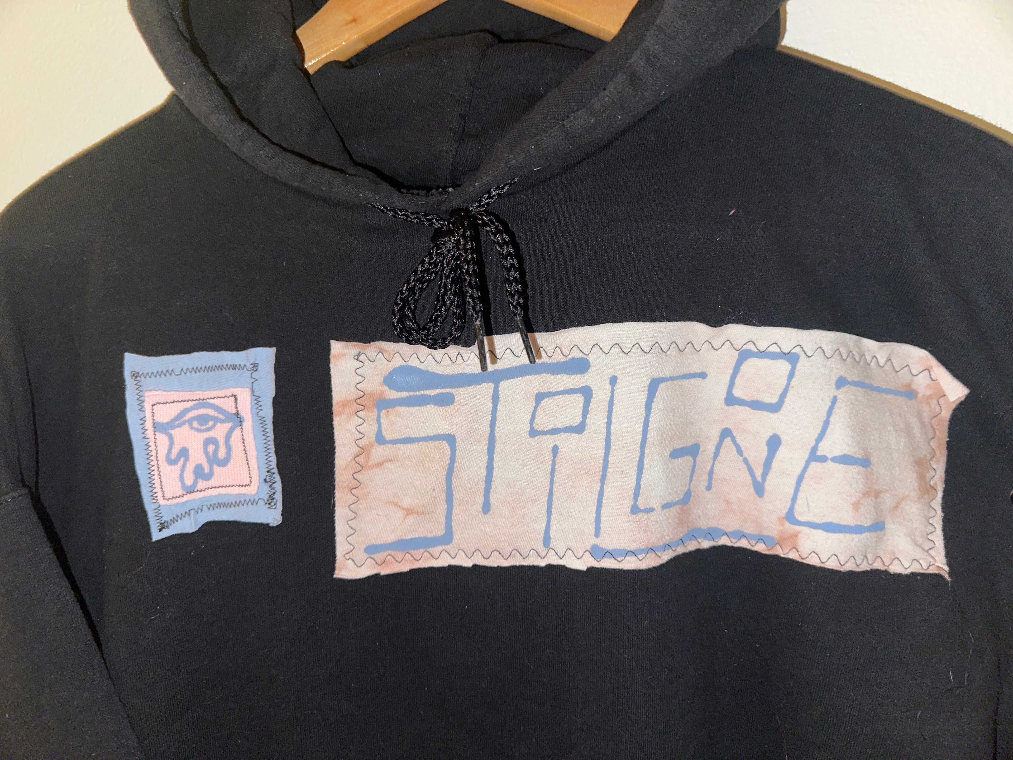 black blue and pink stilgone drip hoodie